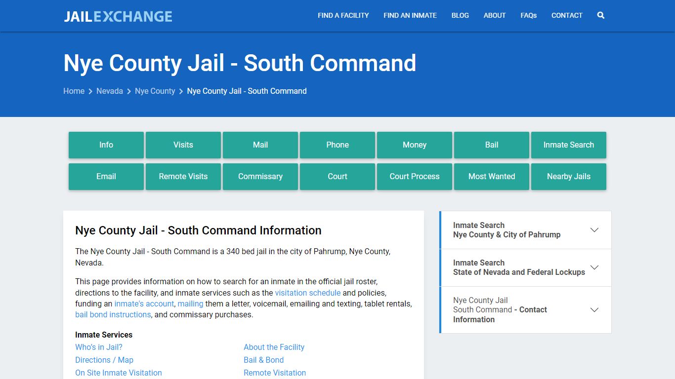 Nye County Jail - South Command, NV Inmate Search, Information